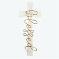 Youngs Wood Wall Cross with Twist Wire Blessed 10864
